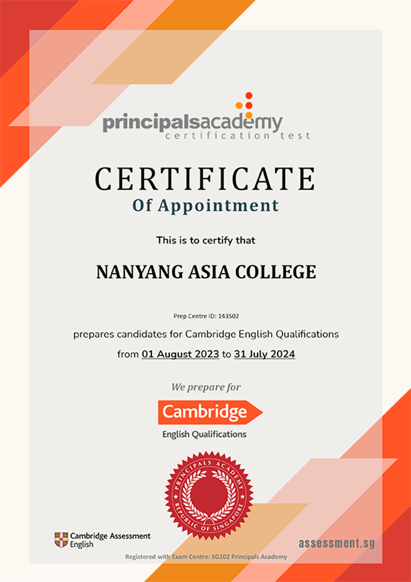 Cert of Appointment - Nanyang Asia College.jpg